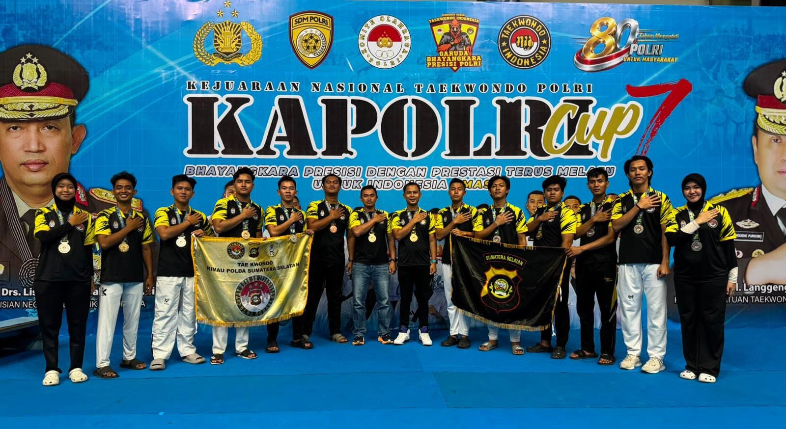 Polda Sumsel Raih 13 Medali di Kejuaraan Nasional Taekwondo Kapolri Cup 7, Bukti Pembinaan Personel Berprestasi