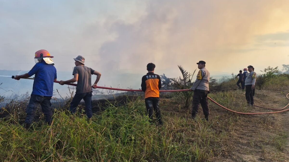 Polsek Semidang Aji Pantau Titik Hotspot, Satu Hektare Semak Belukar Terbakar
