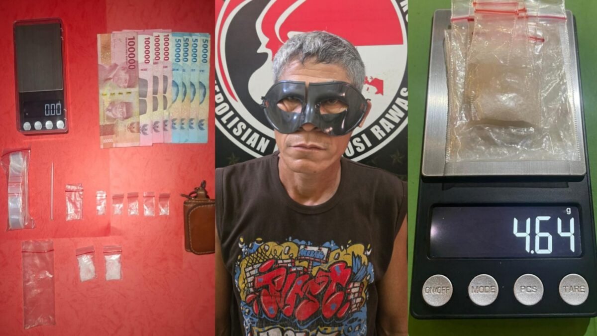 Petugas Polres Musi Rawas menunjukkan barang bukti sabu hasil pengungkapan kasus peredaran sabu Musi Rawas.