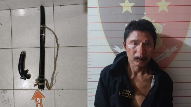 Petugas Polsek Baturaja Timur mengamankan pelaku penganiayaan berat di Baturaja, OKU.