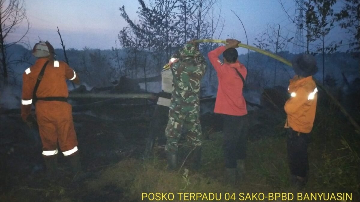 Tim gabungan memadamkan karhutla di Desa Sungai Dua Banyuasin