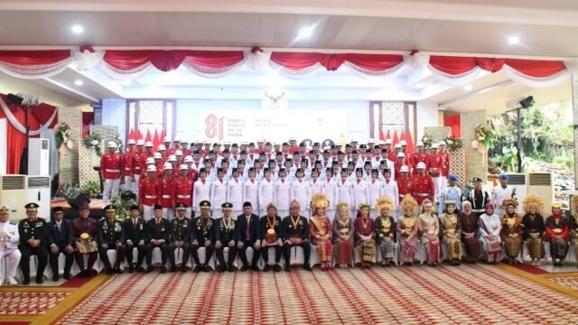 Danrem 044/Gapo bersama Forkopimda Sumsel hadiri upacara HUT ke-81 Kemerdekaan RI di Griya Agung Palembang