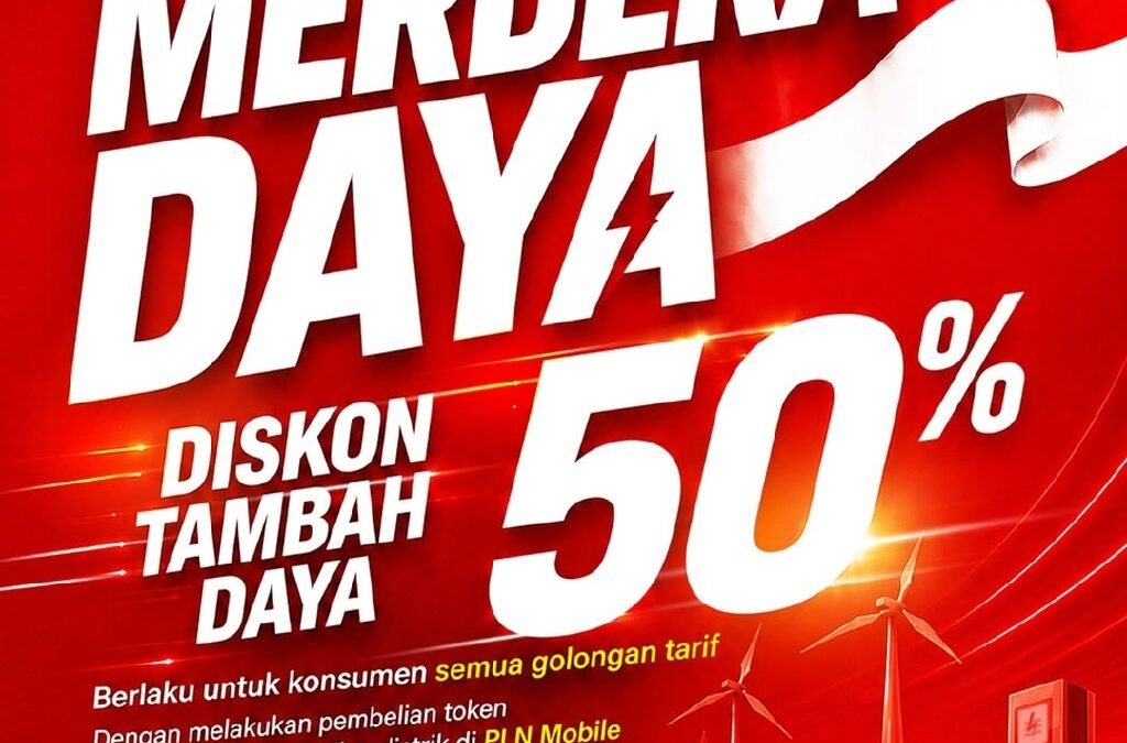 Ilustrasi promo Merdeka Daya PLN, diskon tambah daya 50% untuk pelanggan dalam rangka HUT ke-81 RI.