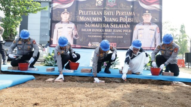 Peletakan batu pertama Monumen Juang Polisi Sumatera Selatan oleh Kapolda Sumsel Irjen Pol Sandi Nugroho