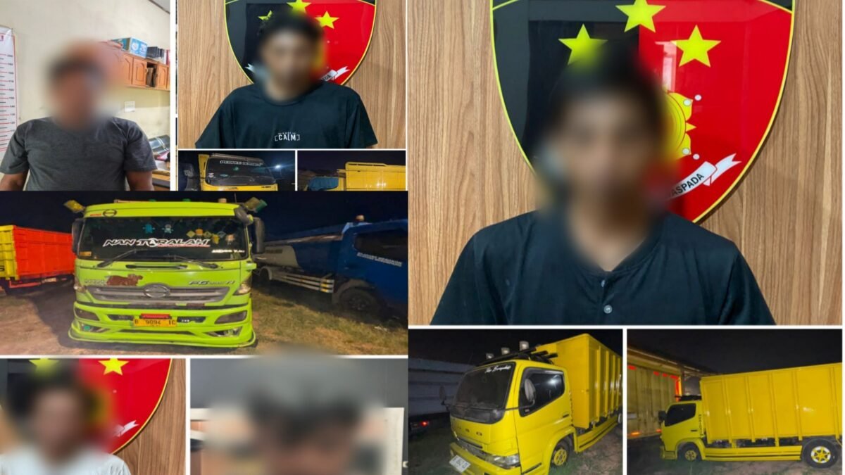 Petugas Polsek Sekayu mengamankan barang bukti minyak cong ilegal dan kendaraan pengangkut di Musi Banyuasin.