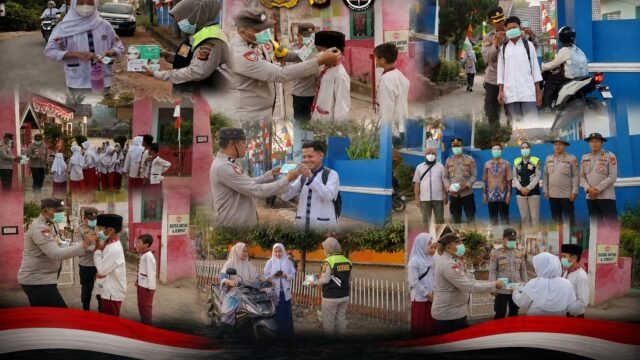 Polres Banyuasin bagikan masker kepada pelajar untuk cegah dampak karhutla
