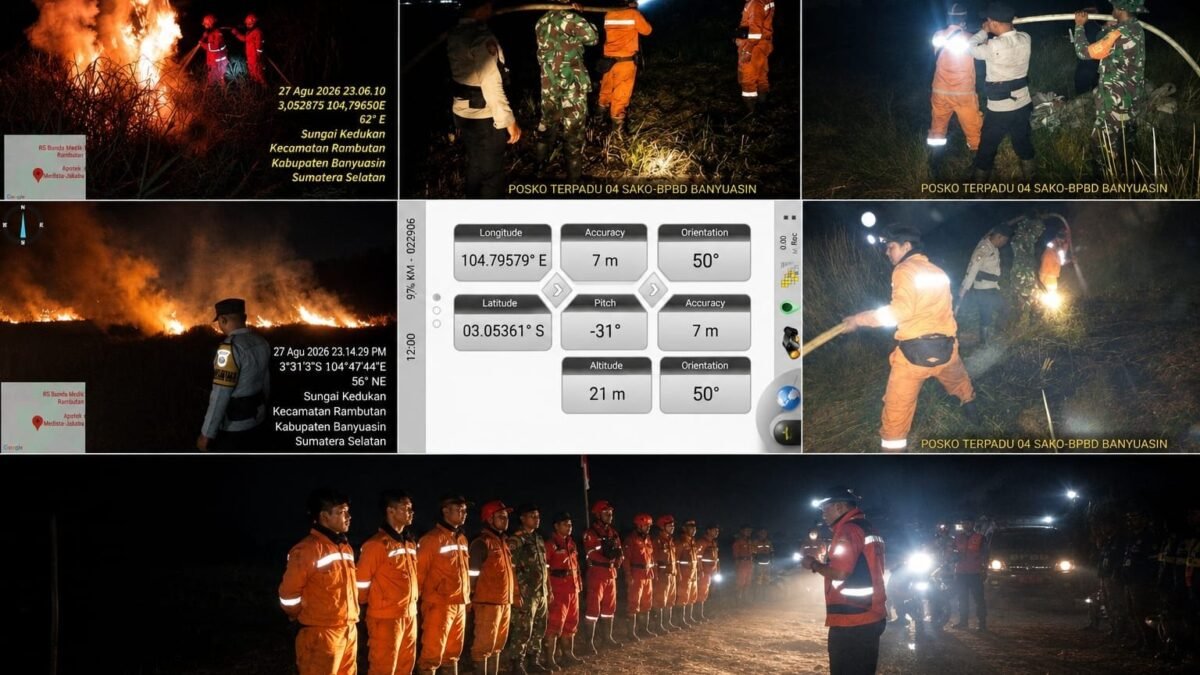 Petugas Polres Banyuasin dan tim gabungan padamkan Karhutla Banyuasin di Rambutan