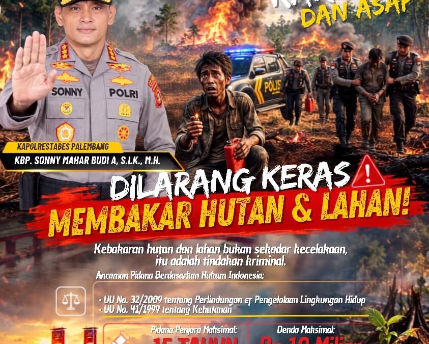 Lindungi Lingkungan dan Kesehatan, Kapolrestabes Palembang Serukan Stop Karhutla