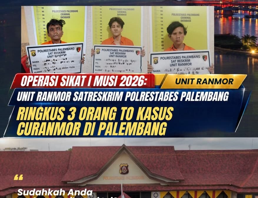 Tekan Kejahatan Curanmor, Satreskrim Polrestabes Palembang Ungkap Tiga Kasus dalam Operasi Sikat I Musi