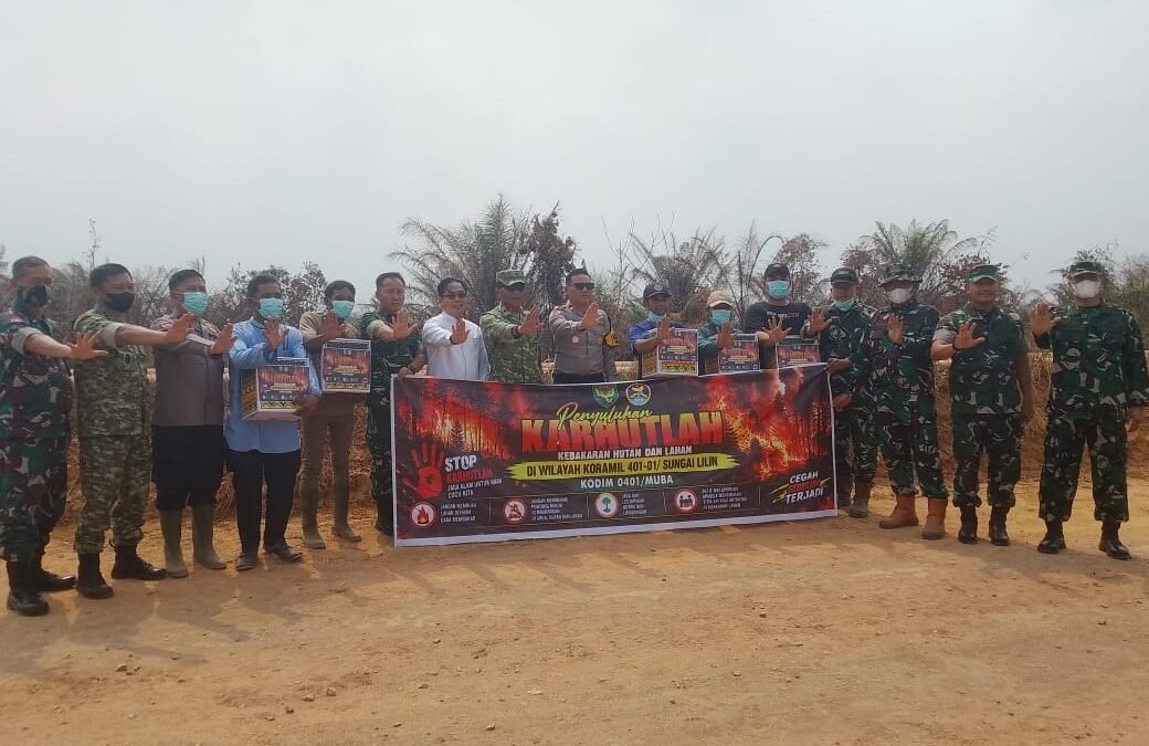 Tim Penyuluhan Karhutla Mabes TNI meninjau lokasi kebakaran lahan di Babat Supat, Musi Banyuasin.