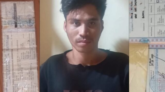 Tersangka pencurian motor di Banyuasin, SS (22), diamankan polisi setelah aksinya terekam CCTV.