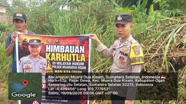 Anggota Polsek Muaradua Kisam saat patroli dan himbauan Karhutla di OKU Selatan