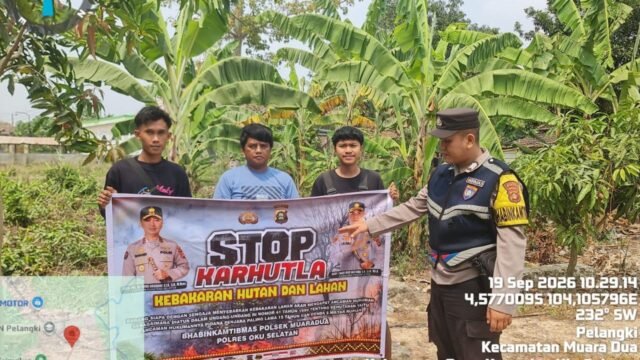 Bhabinkamtibmas Polsek Muaradua berikan sosialisasi pencegahan Karhutla kepada warga Desa Pelangki