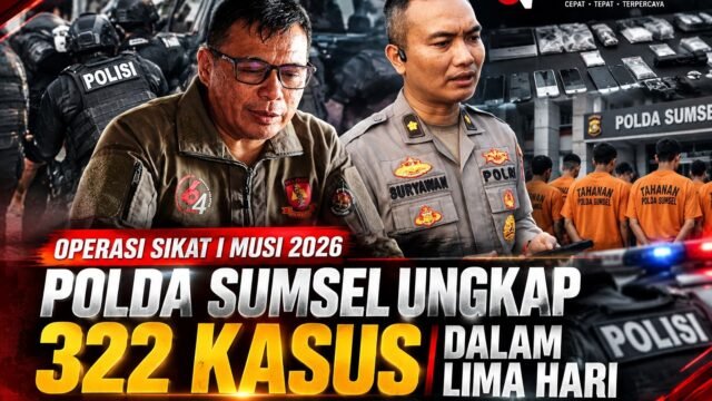 Ilustrasi petugas Polda Sumsel saat Operasi Sikat I Musi 2026 mengungkap kasus 3C dan premanisme
