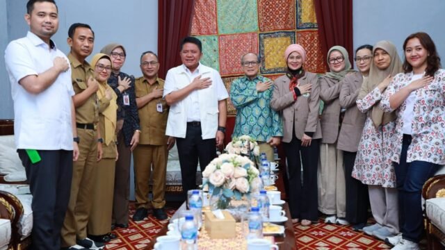 Gubernur Herman Deru menerima pengurus IDAI Sumsel terkait PIT IDAI XIV 2026 di Palembang