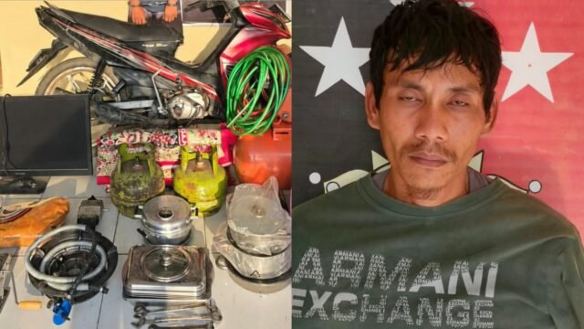 Ilustrasi pencurian rumah di OKU dengan pelaku membongkar atap dan merusak plafon